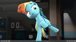 Size: 718x404 | Tagged: safe, artist:juiceboxalvin, rainbow dash, pegasus, pony, g4, 3d, animated, dancing, ear piercing, eyebrows, female, grin, looking at you, mare, piercing, solo, source filmmaker