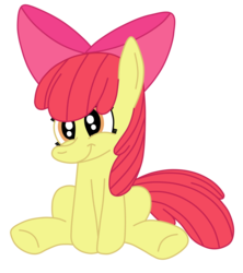 Size: 2245x2527 | Tagged: safe, artist:squipycheetah, apple bloom, earth pony, pony, g4, adorabloom, apple bloom's bow, cute, female, filly, happy, high res, looking at you, simple background, sitting, smiling, solo, transparent background, vector