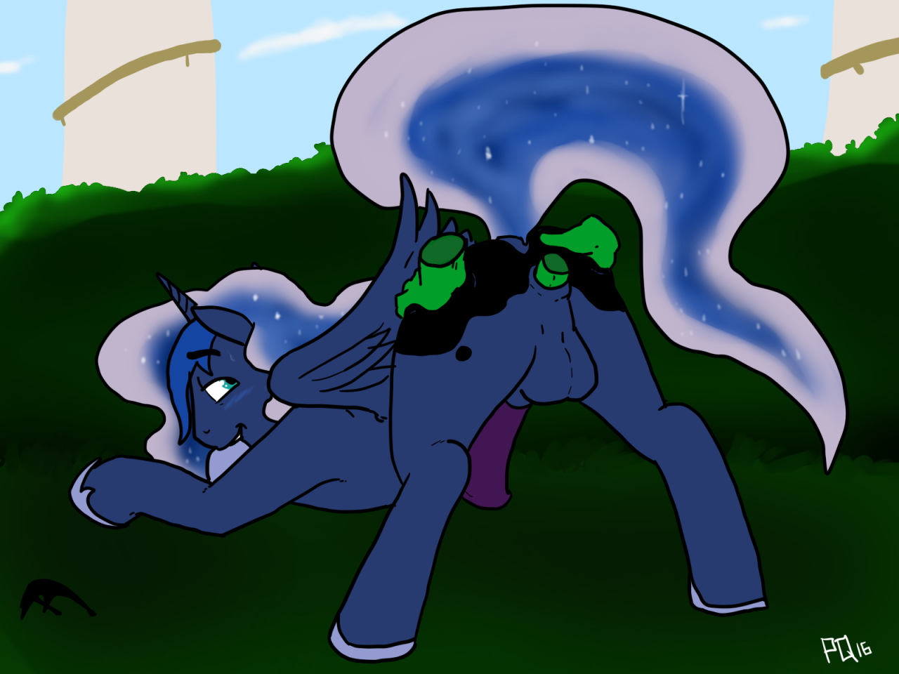 1131483 - explicit, artist:pony quarantine, princess luna, oc, oc:anon, hu...