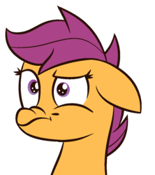 Size: 844x952 | Tagged: safe, artist:berrypunchrules, scootaloo, g4, bust, female, nose wrinkle, portrait, simple background, solo, transparent background