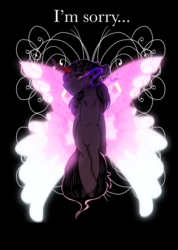 Size: 1024x1436 | Tagged: safe, artist:peculiar-horse, king sombra, ask king sombra, g4, butterfly wings, regret, sad