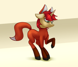 Size: 2416x2068 | Tagged: safe, artist:marsminer, oc, oc only, oc:velvet pastry, fox, clothes, costume, floppy ears, frown, high res, looking down, raised hoof, solo