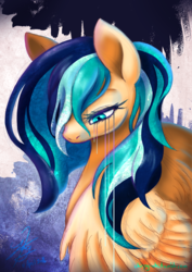 Size: 842x1190 | Tagged: safe, artist:chirpy-chi, oc, oc only, oc:sapphire breeze, crying, sad