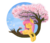 Size: 1157x1000 | Tagged: safe, artist:shiropoint, fluttershy, bird, g4, cherry blossoms, female, solo, tree