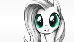 Size: 2074x1174 | Tagged: safe, artist:timon1771, fluttershy, g4, bust, female, grayscale, monochrome, partial color, portrait, sketch, solo, wallpaper