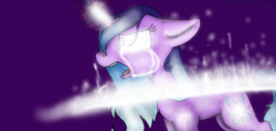 Size: 1006x477 | Tagged: safe, artist:161141, oc, oc only, pony, crying, glowing eyes, magic, solo