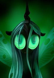 Size: 700x1000 | Tagged: safe, artist:greycat-rademenes, queen chrysalis, changeling, changeling queen, g4, female, insect wings, looking at you, solo, transparent wings, wings