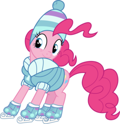 Size: 3210x3318 | Tagged: safe, artist:cloudy glow, pinkie pie, g4, the gift of the maud pie, .ai available, female, hat, high res, ice skates, simple background, solo, transparent background, vector