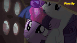 Size: 500x281 | Tagged: safe, screencap, rarity, twilight sparkle, alicorn, pony, g4, gauntlet of fire, animated, discovery family logo, female, mare, notebook, pre sneeze, quill, this will end in tears and/or death, twilight sparkle (alicorn)