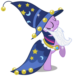 Size: 2816x3000 | Tagged: safe, artist:brony-works, twilight sparkle, g4, luna eclipsed, clothes, cosplay, costume, eyes closed, female, high res, nightmare night costume, raised hoof, simple background, solo, star swirl the bearded costume, transparent background, twilight the bearded, vector