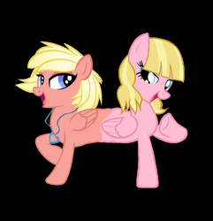 Size: 823x853 | Tagged: artist needed, safe, pegasus, pony, andrea libman, ashleigh ball, black background, conjoined, female, fusion, mare, ponified, pushmi-pullyu, simple background, two heads, voice actor joke, we have become one