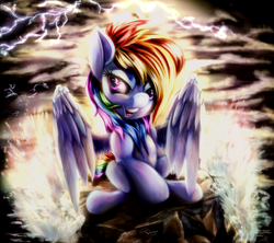 Size: 2000x1777 | Tagged: safe, artist:ferasor, rainbow dash, pony, g4, female, lightning, solo