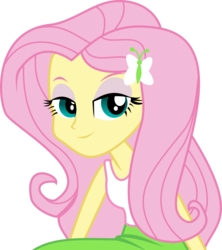 Size: 2999x3377 | Tagged: safe, artist:nero-narmeril, fluttershy, equestria girls, g4, bedroom eyes, clothes, female, high res, simple background, sitting, skirt, solo, tank top, transparent background, vector