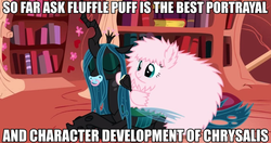 Size: 960x506 | Tagged: safe, artist:mixermike622, queen chrysalis, oc, oc:fluffle puff, g4, brushing, canon x oc, female, image macro, lesbian, meme, pacifier, ship:chrysipuff, shipping, truth