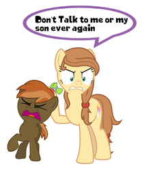 Size: 1816x2184 | Tagged: safe, button mash, oc, oc:cream heart, earth pony, pony, g4, colt, don't talk to me or my son ever again, earth pony oc, female, foal, male, mare, meme, mother and child, mother and son