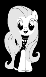 Size: 291x484 | Tagged: safe, artist:broozerpunch, fluttershy, g4, fluttertoriel, monochrome, toriel, undertale