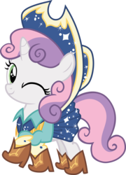 Size: 8000x11087 | Tagged: safe, artist:pilot231, sweetie belle, g4, on your marks, absurd resolution, boots, clothes, cow belle, cowboy boots, cowboy hat, female, hat, shoes, simple background, solo, transparent background, vector, wink