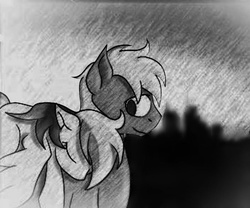 Size: 979x816 | Tagged: safe, artist:tomcolt15, big macintosh, rainbow dash, earth pony, pony, g4, black and white, cute, grayscale, male, monochrome, ship:rainbowmac, shipping, stallion, straight