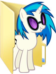 Size: 195x256 | Tagged: safe, dj pon-3, vinyl scratch, pony, unicorn, g4, computer icon, cutie mark, female, folder, hooves, horn, mare, microsoft windows, simple background, smiling, solo, sunglasses, teeth, transparent background, webcore