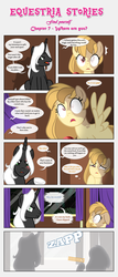 Size: 1919x4495 | Tagged: safe, artist:estories, oc, oc only, oc:alice goldenfeather, oc:möbius, pegasus, pony, unicorn, comic:find yourself, g4, comic, dialogue, scar, silhouette