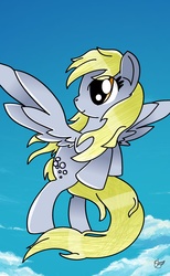 Size: 1816x2944 | Tagged: safe, artist:therealleafeonmaster, derpy hooves, pegasus, pony, g4, cloud, female, flying, mare, sky, solo