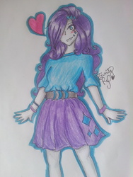 Size: 2448x3264 | Tagged: safe, artist:titird, rarity, equestria girls, g4, female, heart, high res, solo, traditional art