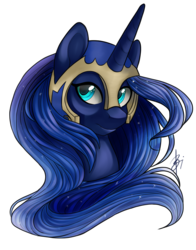 Size: 1900x2418 | Tagged: safe, artist:gluxar, princess luna, g4, bust, female, helmet, portrait, simple background, solo, transparent background