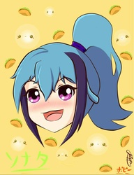 Size: 1080x1408 | Tagged: safe, artist:poppy04123, sonata dusk, equestria girls, g4, blushing, bust, female, food, humanized, open mouth, portrait, solo, sonataco, taco, that girl sure loves tacos, that siren sure does love tacos