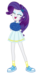Size: 1800x3500 | Tagged: safe, artist:mixiepie, rarity, equestria girls, g4, canterlot high, cheerleader, clothes, eyes closed, female, open mouth, paint tool sai, pom pom, school spirit, shoes, simple background, sneakers, socks, solo, transparent background, vector, wondercolts