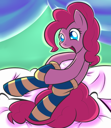 Size: 1024x1174 | Tagged: safe, artist:dusthiel, pinkie pie, g4, clothes, female, socks, solo, striped socks