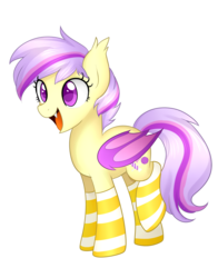Size: 2056x2617 | Tagged: safe, artist:scarlet-spectrum, oc, oc only, oc:sugar sweets, bat pony, pony, clothes, commission, high res, open mouth, simple background, socks, solo, striped socks, transparent background