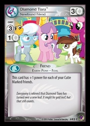 Size: 358x500 | Tagged: safe, enterplay, cheerilee, diamond tiara, pipsqueak, silver spoon, snails, g4, marks in time, my little pony collectible card game, ccg, merchandise