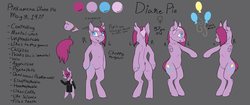 Size: 1280x538 | Tagged: safe, artist:miracandraw, pinkie pie, ask broken blinkie, g4, pinkamena diane pie, reference sheet