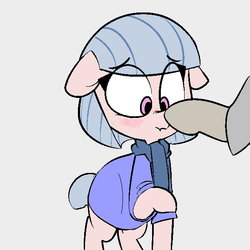 Size: 600x600 | Tagged: safe, artist:whydomenhavenipples, oc, oc only, oc:closed circuit, oc:rem, earth pony, pony, northern excursion, blushing, boop, clothes, colored, floppy ears, scarf, shirt