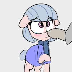 Size: 600x600 | Tagged: safe, artist:whydomenhavenipples, oc, oc only, oc:closed circuit, oc:rem, earth pony, pony, northern excursion, blushing, boop, clothes, colored, crying, floppy ears, scarf, shirt