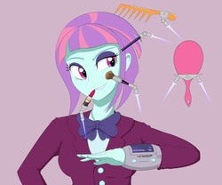 Size: 981x815 | Tagged: safe, artist:janji009, sunny flare, equestria girls, g4, my little pony equestria girls: friendship games, comb, female, lipstick, makeup, marvel comics, pipboy, solo, sunny flare's wrist devices