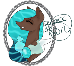 Size: 661x585 | Tagged: safe, artist:palaceofsin, oc, oc only, oc:persephone, pony, bust, cameo, closed spe, commission, female, mare, pondpony, portrait, shimmer, water