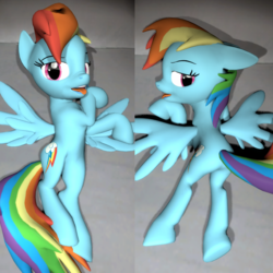 Size: 1920x1920 | Tagged: safe, artist:lukewop, rainbow dash, pony, g4, 3d, body pillow, body pillow design, butt, female, gmod, looking at you, lying down, on back, on bed, plot, solo, spread wings, spreading, sultry pose, tongue out