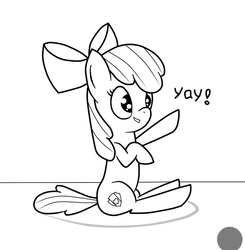 Size: 629x641 | Tagged: safe, artist:aneonart, apple bloom, g4, cutie mark, female, monochrome, solo, the cmc's cutie marks, yay