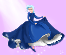 Size: 3600x3000 | Tagged: safe, artist:egstudios93, trixie, human, g4, clothes, dress, dress lift, female, gown, high res, humanized, impossibly large dress, petticoat, playing with dress, solo, the great and elegant trixie