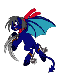 Size: 1536x2048 | Tagged: safe, oc, oc only, oc:azazel, bat pony, demon pony, pony, blades