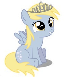 Size: 389x458 | Tagged: safe, artist:derpyflutteshy, derpy hooves, pegasus, pony, g4, female, filly, simple background, solo, tiara, white background, younger