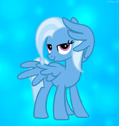 Size: 502x530 | Tagged: safe, artist:latka09, trixie, pegasus, pony, g4, base used, blue background, female, pegasus trixie, race swap, simple background, smiling, solo, wing hands