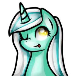 Size: 1404x1484 | Tagged: safe, artist:hurricanestarpegasus, lyra heartstrings, g4, alternate hairstyle, female, long mane, solo, tongue out, wink