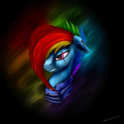 Size: 4000x4000 | Tagged: safe, artist:skitsroom, rainbow dash, g4, absurd resolution, alternate timeline, apocalypse dash, crystal war timeline, female, scar, solo, torn ear