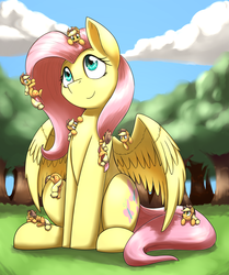 Size: 2255x2697 | Tagged: safe, artist:otakuap, applejack, fluttershy, earth pony, pegasus, pony, g4, appletini, cute, fluttertree, giant pony, giantess, high res, jackabetes, jackletree, macro, micro, multeity, pun, shyabetes, size difference, visual pun, weapons-grade cute