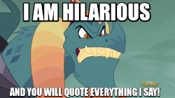 Size: 500x281 | Tagged: safe, screencap, dragon lord torch, dragon, g4, gauntlet of fire, animated, discovery family logo, dragon ball, dragonball z abridged, i am hilarious and you will quote everything i say, image macro, male, meme, quote, solo, yelling