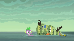Size: 1920x1080 | Tagged: safe, screencap, rarity, spike, twilight sparkle, alicorn, pony, g4, gauntlet of fire, discovery family logo, disguise, female, mare, seaweed, twilight sparkle (alicorn)