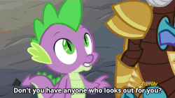Size: 500x281 | Tagged: safe, screencap, princess ember, spike, dragon, g4, gauntlet of fire, animated, armor, discovery family logo, dragon armor, subtitles, tsundember, tsundere