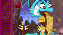 Size: 444x250 | Tagged: safe, screencap, garble, princess ember, dragon, g4, gauntlet of fire, animated, discovery family logo, dragon armor, funny, garblebuse